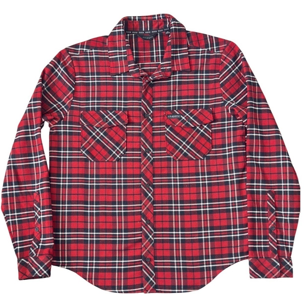 Kuiu Plaid Button Down Flannel Red Black Coastal Long Sleeve NWOT‎ ii24